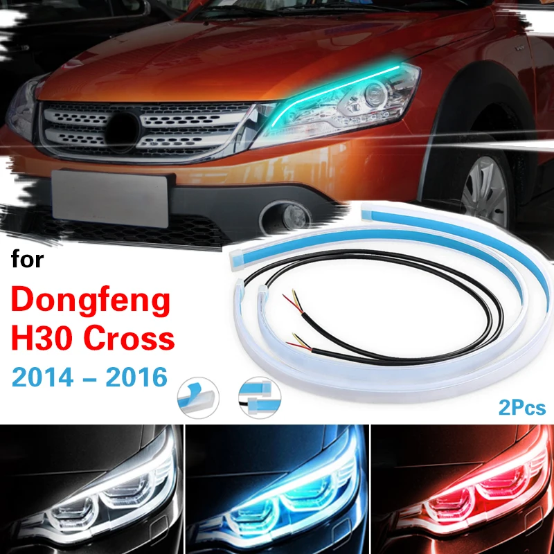 

For Dongfeng DFM H30 Cross 2014-2016 2pcs LED DRL Car Daytime Running Light Strip Flexible Turn Signal Lamp Auto Headlight 12V