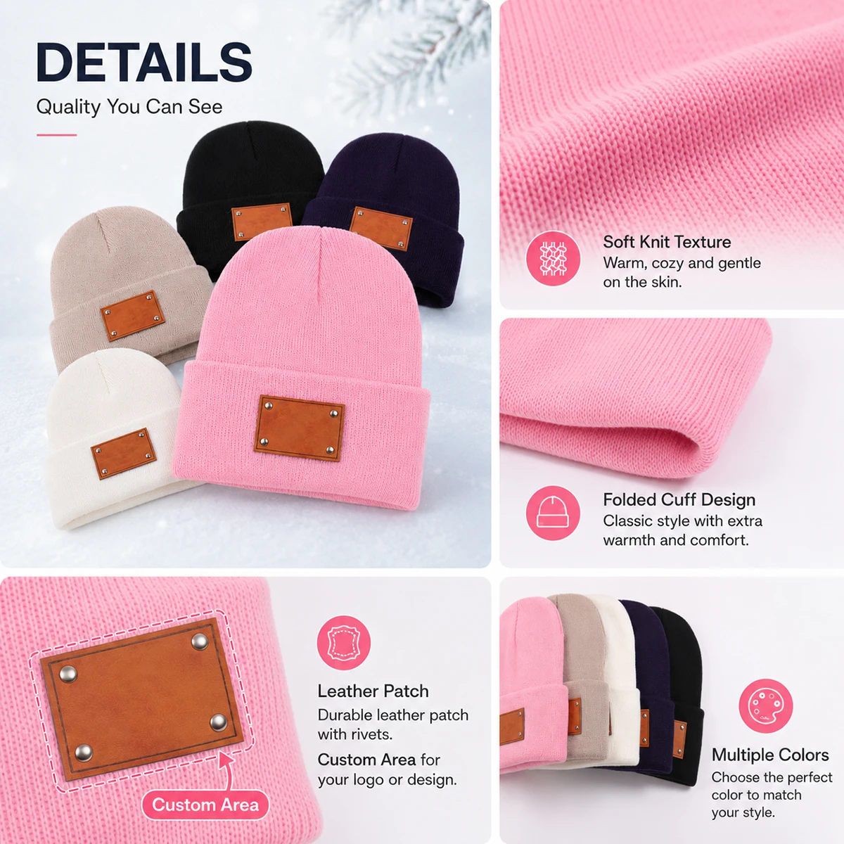 Özel İsimli Bere Deri Yama Öze - Beanie Cuffed Knit incelemesi ve fiyatı