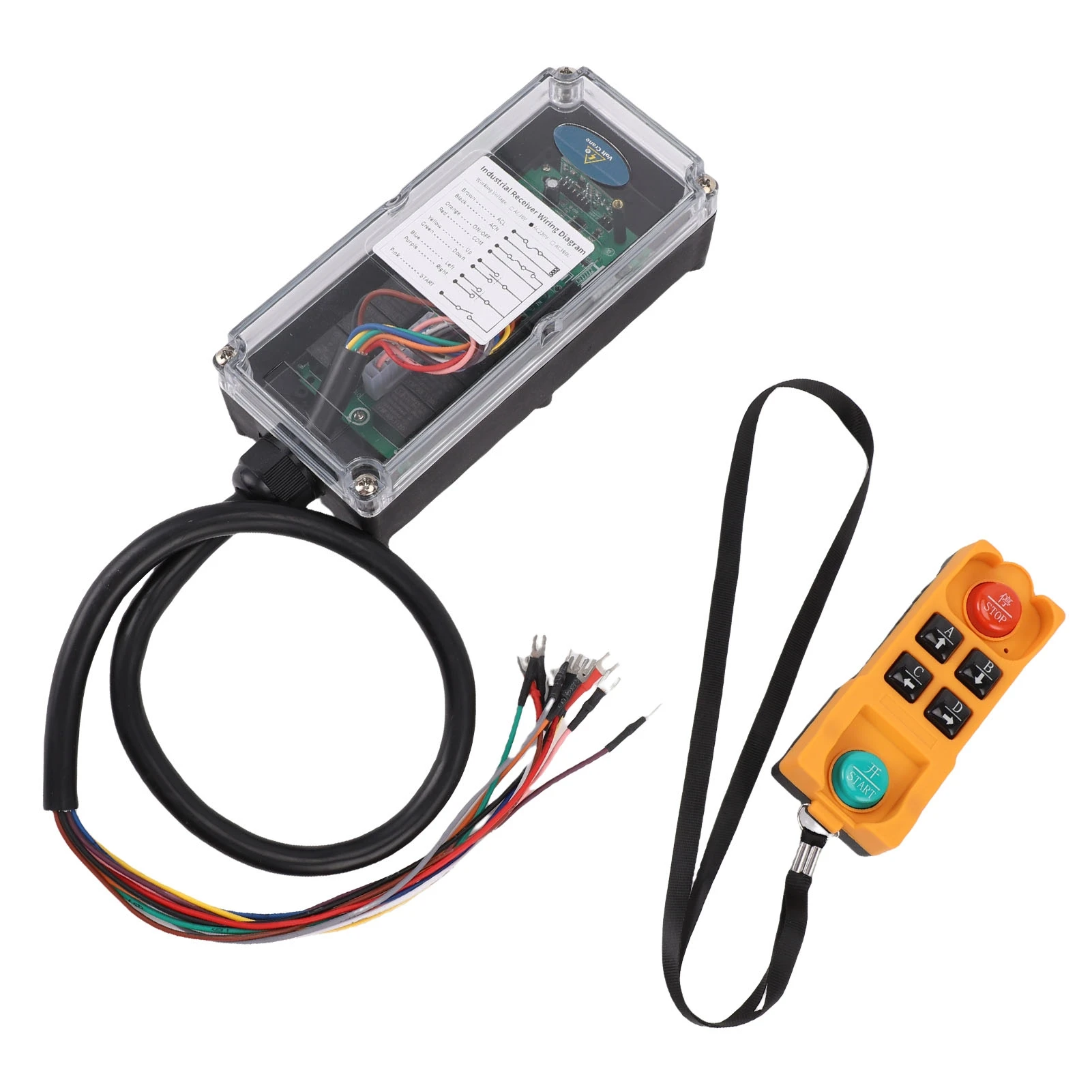 W4 Crane Wireless Remote Control Receiver Set 4 Way Single Handle Electric Hoist Controller for Industrial Bridge Truck Crane