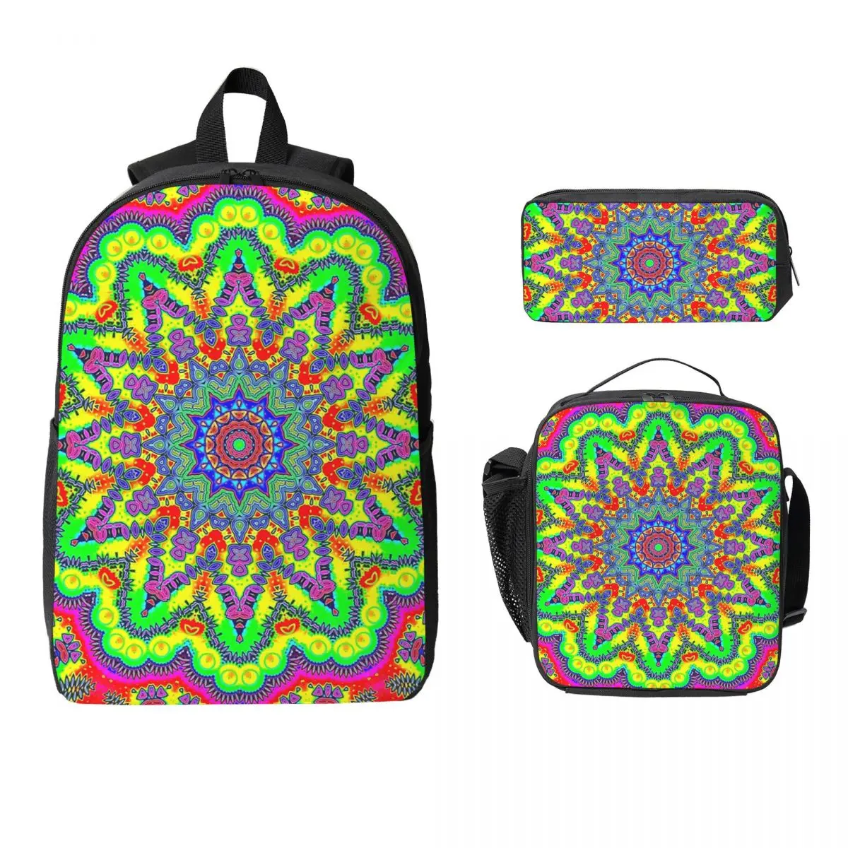 

Psychedelic Trippy Acid LSD Art Backpack Boys Girls BookBag School Bag Laptop Shoulder Bags 3ps Insulated Lunch Bag Pencil Case