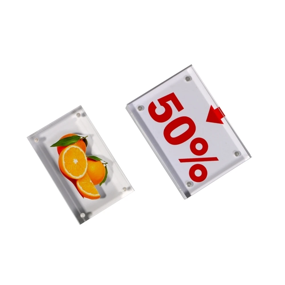 100*70mm Acrylic Menu Sign Holder Photo Frame Block Table Label Holders Paper Name Card Frame Table Desk Sign Display Stand