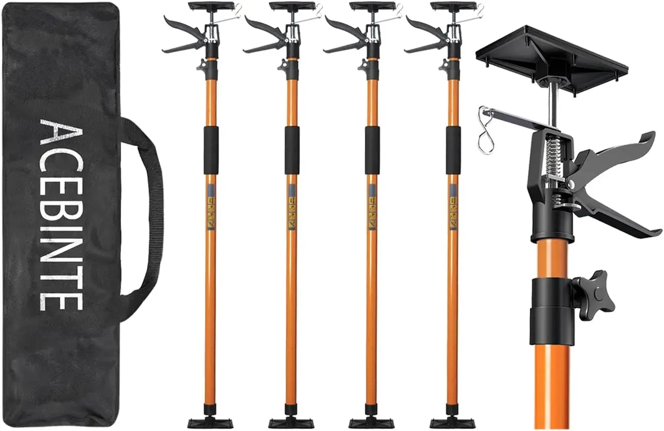 

4PK Support Pole Steel Telescopic Adjustable 3rd Hand Support System Support Rod Supports Up To 154 Lbs Construction Rods