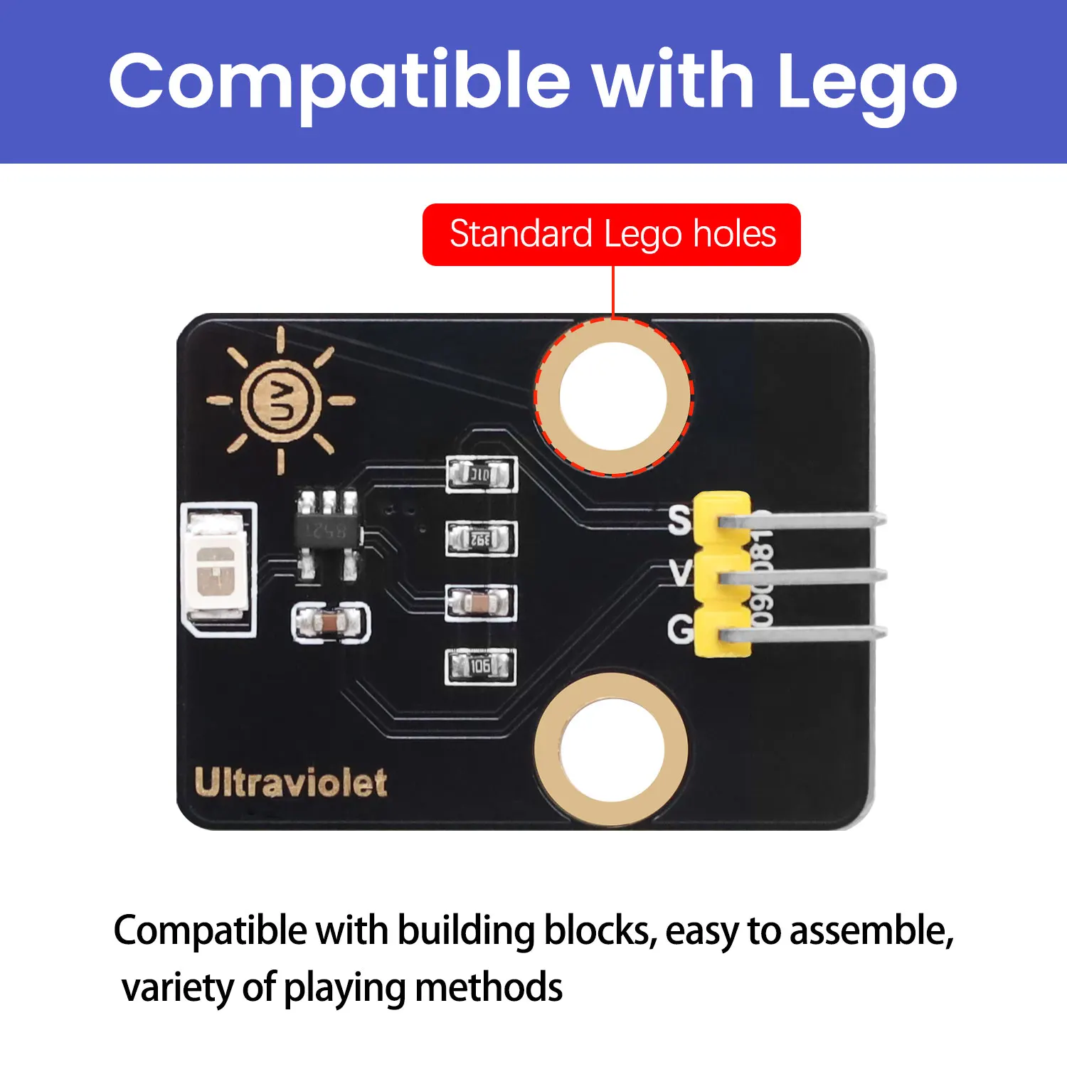 Keyestudio Ultraviolet Sensor For Arduino Sunlight Ultraviolet (UV) Sensor Compatible Lego Building Blocks DIY Projects Sensor