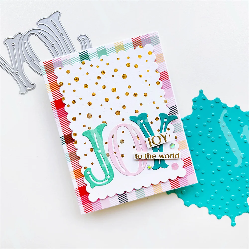 Nested Stitched Banner Christmas Joy Word Metal Cutting Dies Stamps Stencil Hot Foil Plate DIY Scrapbook Embossing Template