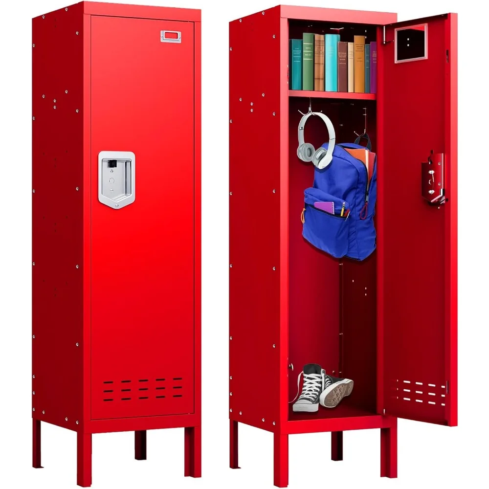 خزانة تخزين معدنية مقاس 54 بوصة قابلة للقفل، خزانة تخزين منزلية طويلة من الفولاذ مع مقصورات للمكتب وصالة الألعاب الرياضية والمدرسة والموظفين، ب