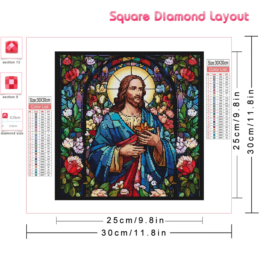 Huacan Diamond Embroidery Jesus Mosaic Rhinestones Diamond Painting Religion Christian Cross Stitch Home Decor