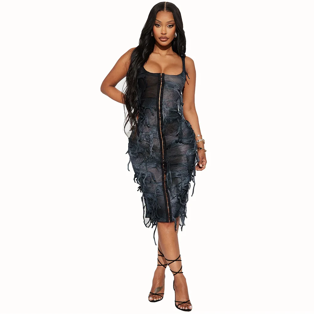 

Amazon, хит продаж, новинка лета 2025, тонкое платье без рукавов с принтом тай-дай, женское Cw14240