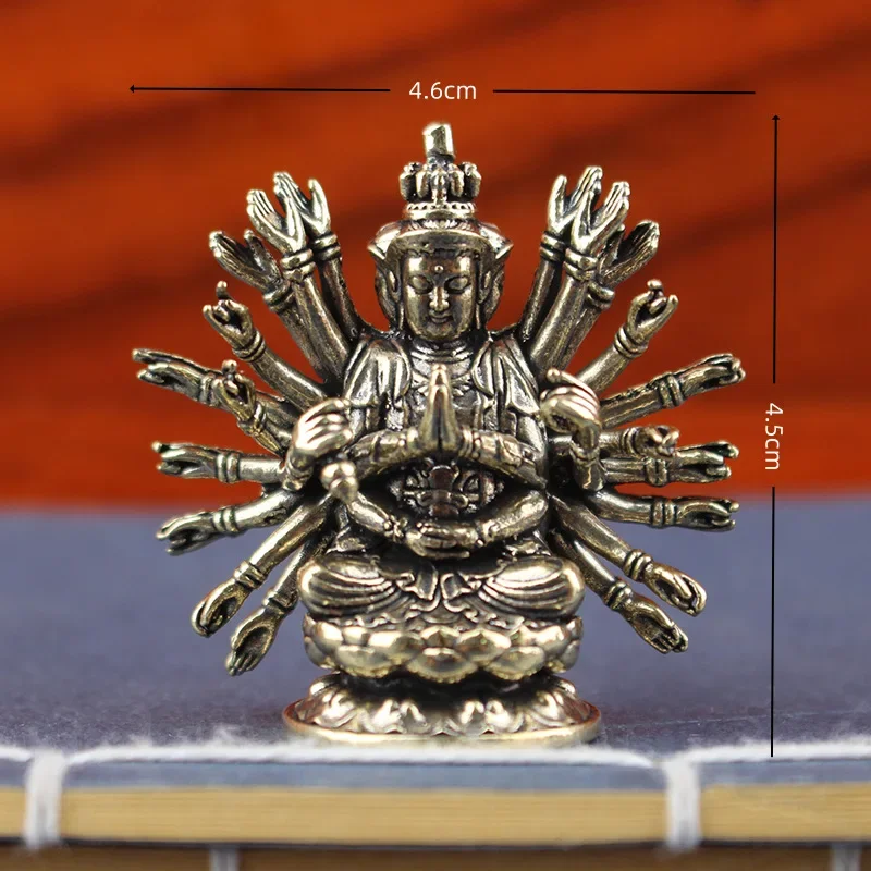 FX-18  Brass Ruyi Guanyin Ornament Temple Send Son Guanyin Foguang Nanhai Guanyin Pure Copper Small Copper Metal Crafts