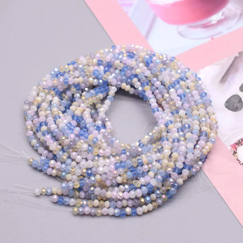 New Mixed-color 2mm Crystal Rondel Faceted Crystal Glass Beads Round Loose Spacer Beads for Jewelry Making DIY