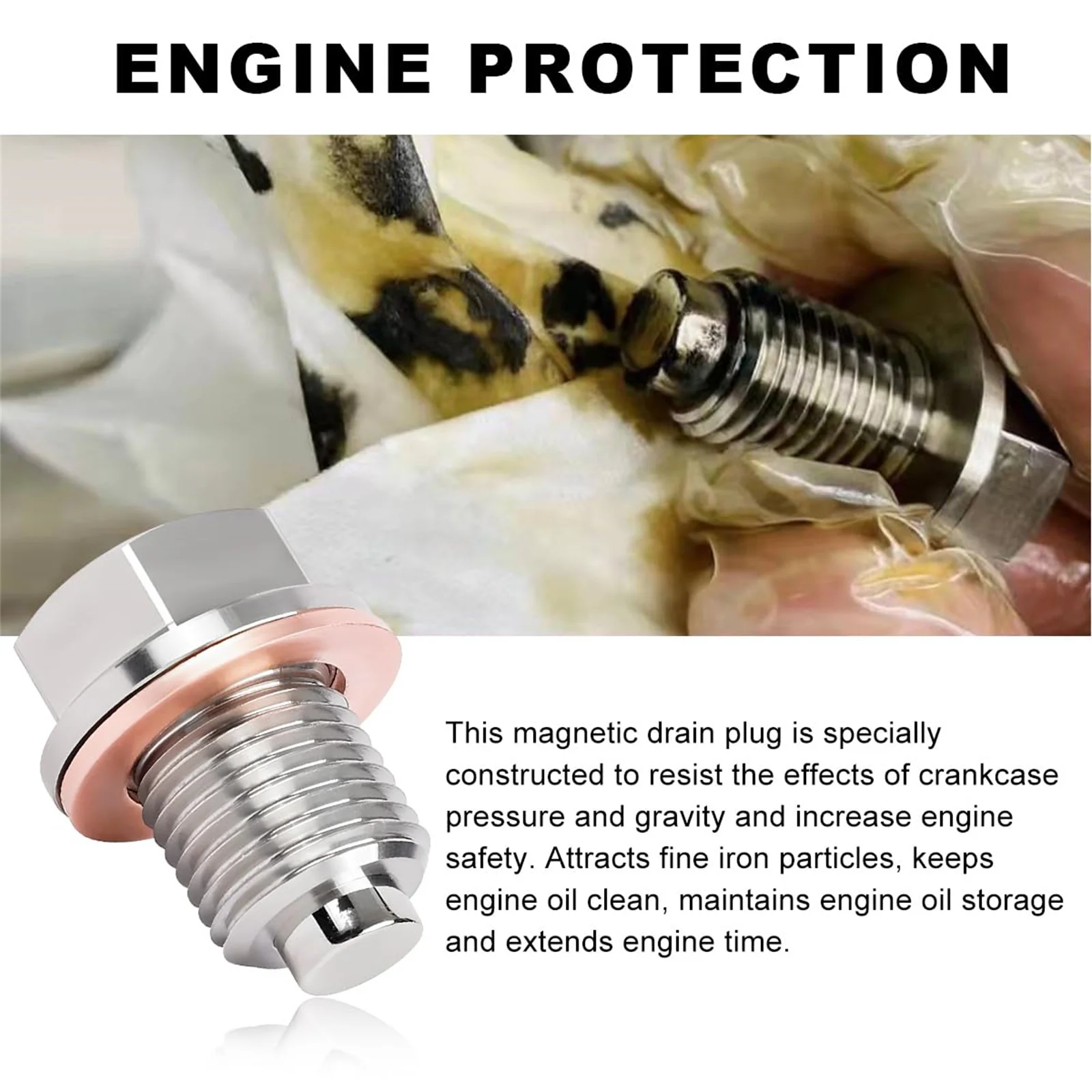 M14x1.5 Magnetic Drain Plug for Honda Ford Hyundai Mazda Oil Pan Bolt with High Strength Rare Earth Magnet and Metal Gasket ﻿ view 2