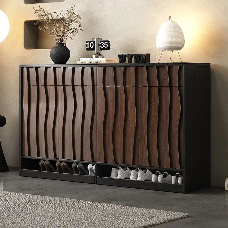 

solid wood shoe cabinet and storage cabinet are integrated against the wall to enter the house, and the middle antique entrance