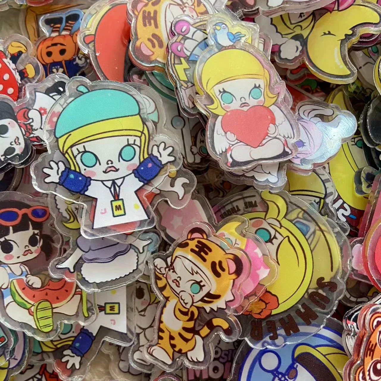 40mm MOLLY Acrylic Charms Anime Flatback Double Sided Printed Custom Design for Clips Brooch Activity Gift Refrigerator Magnet