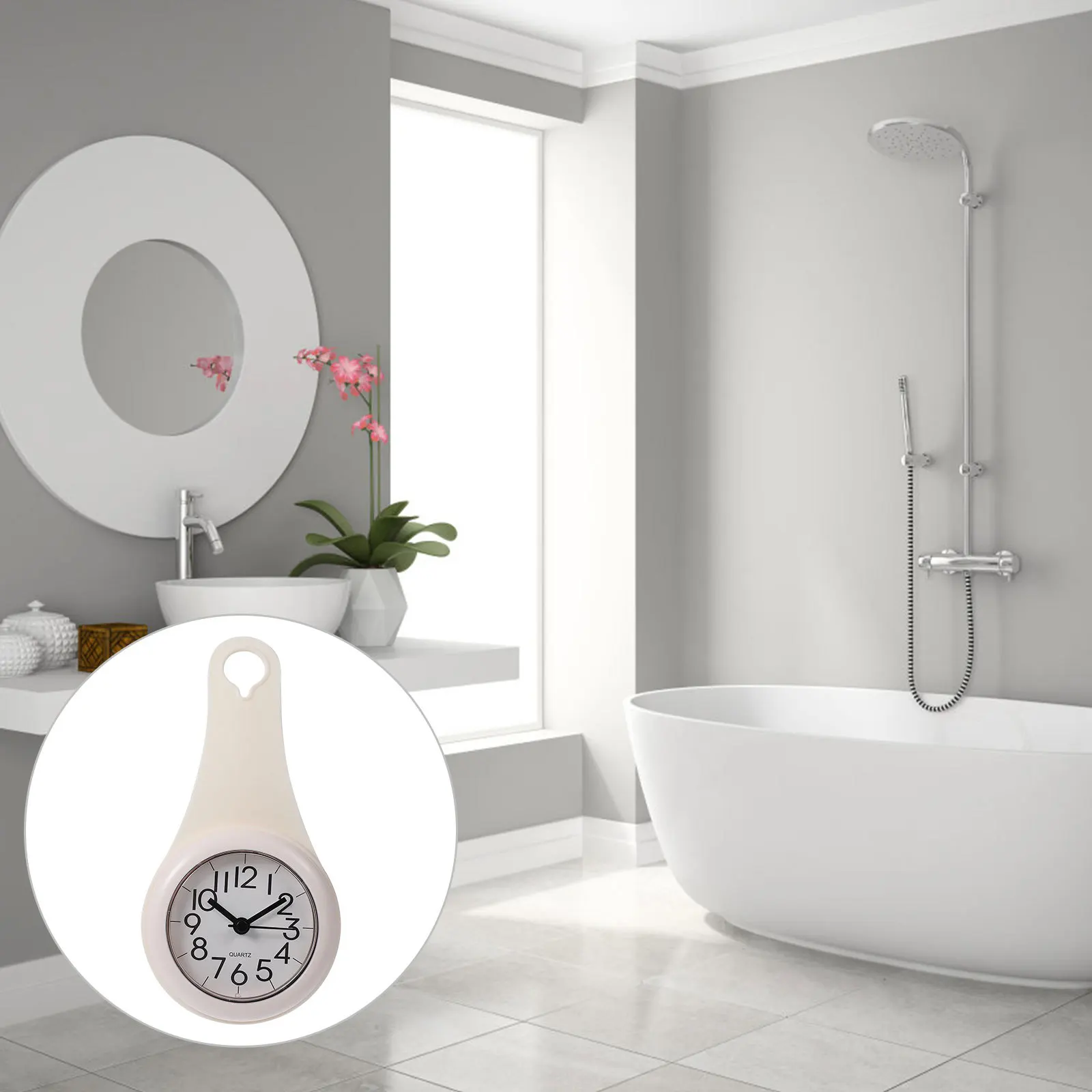 

Waterproof Suction Cup Wall Clock for Bathroom Silent Modern Design with High Precision Movement and No Ticking Noise for Shower