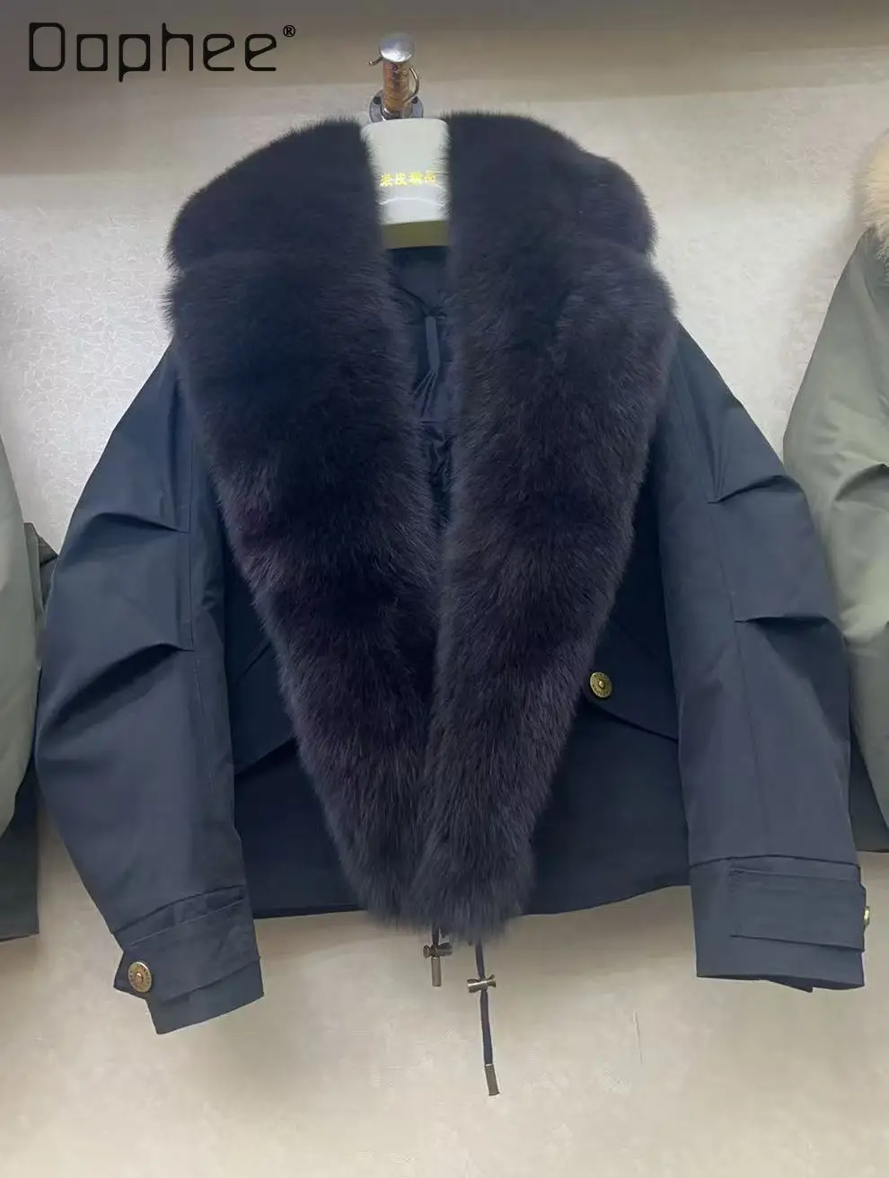 انفصال ريال فوكس الفراء طوق سميكة أسفل السترات للنساء الحلو كول سترة أسفل معطف الإناث العصرية عادية رشاقته معطف الفرو #5