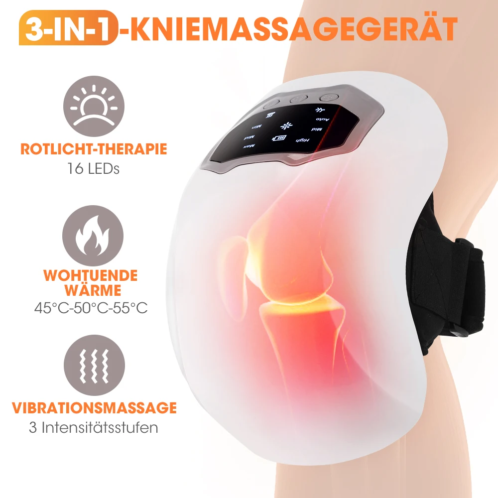 Masajeador de Rodilla Multifuncional Inteligente Inalámbrico con Calor y Vibración, Dispositivo de Masaje Relajante para Articulaciones de Rodilla, Regalos para Abuela y Abuelo