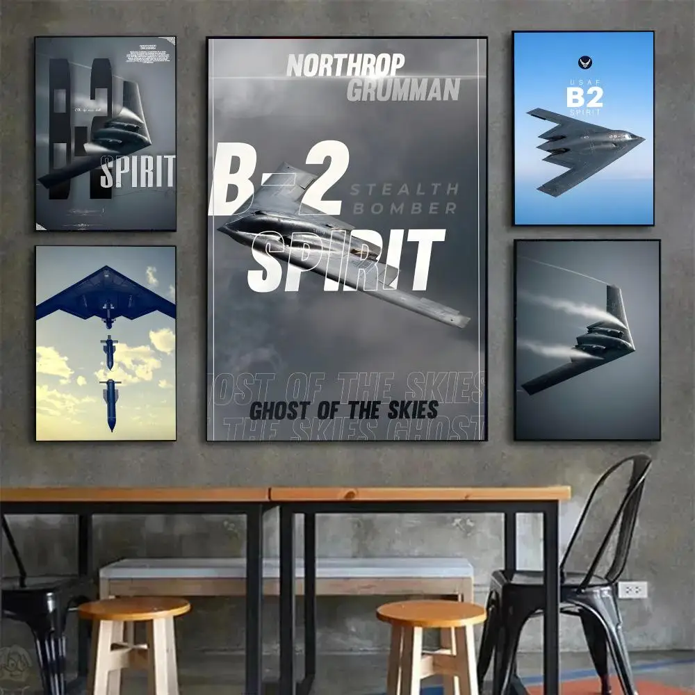 Military Aircraft B-B-2 Spirit Poster Painting Wall Art Mural for Living Room Home Decor and Gifts