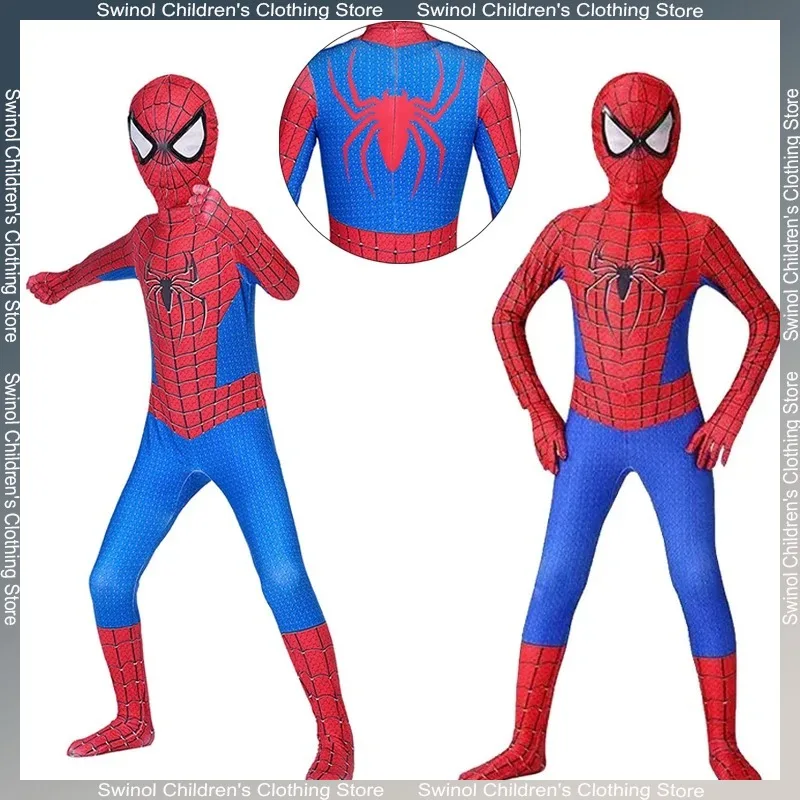 Swinol The Amazing Spider-Man Black Red Kids Onesie Superhero Cosplay Tights Party Holiday Stage Show Costumes Children Gifts