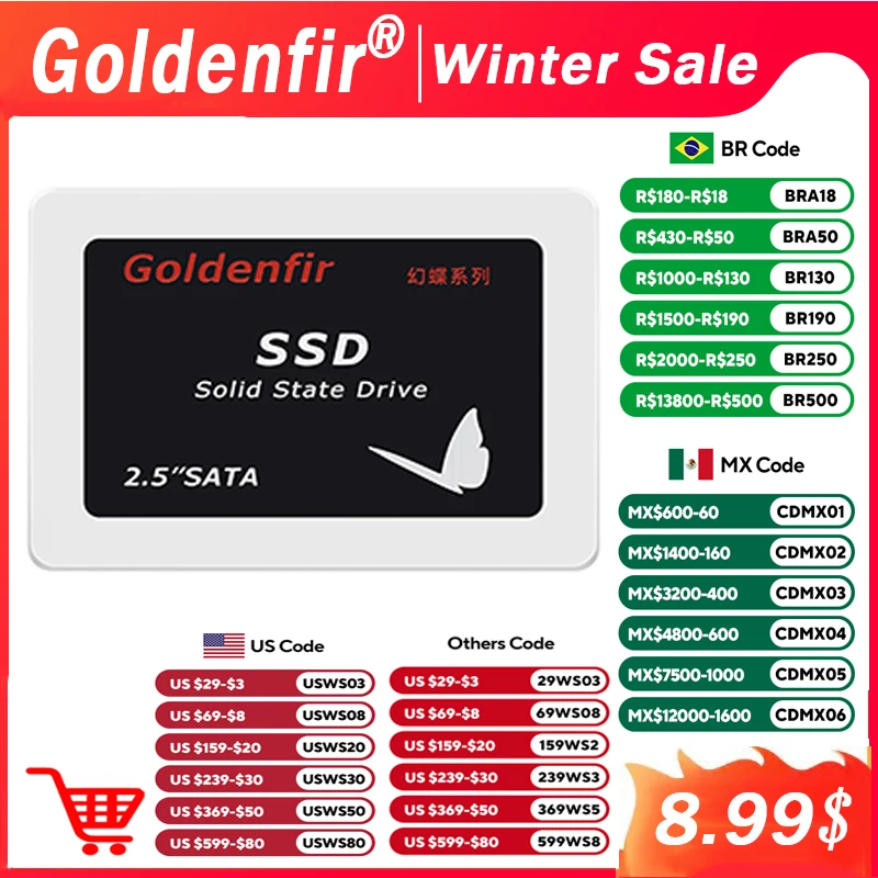 Goldenfir 2.5inch Internal SATA3 SSD 120GB 180GB 250GB 480GB 500GB 720GB 960GB Solid State Drive 240GB SSD for Laptop Desktop