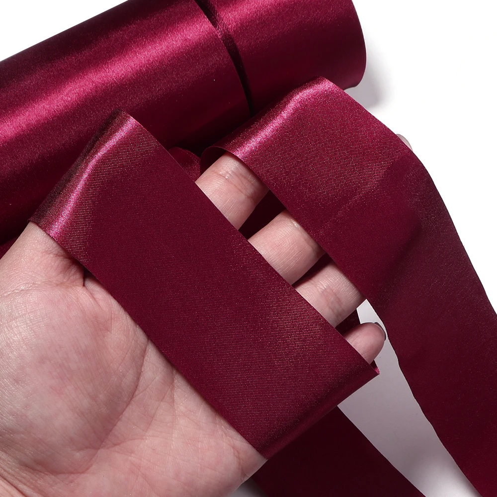 Burgunderrotes Satinband Weihnachten Hochzeit Geburtstag Party Dekoration Weinrot Geschenkverpackung DIY Handgemachte Bänder Schleifen Tischdecke