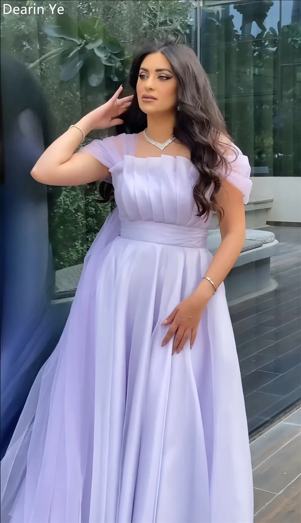 Customized Prom Gown Saudi Arabia Dearin Square Collar A-line Floor Length Skirts Draped Fold Tulle Bespoke Occasion Dresses Eve