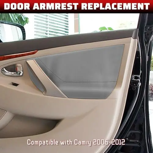 

Gray PU Leather Door Panel Covers 4-Piece Set For Toyota Camry 2006–2012 Interior Upgrade With Installation Tools