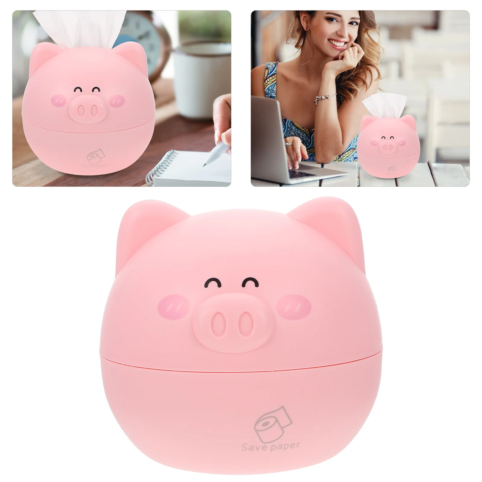 

1Pcs Pig Shaped Desktop Tissue Box Large Capacity Decorative Napkin Dispenser Box Household Home Office Convenient Tissue Holder
