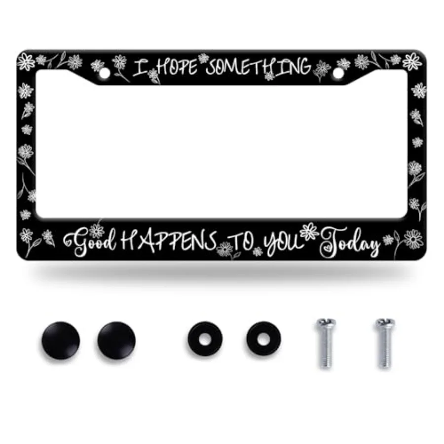 

I Hope Something License Plate Frame Funny Text License Plate Frames Stainless Steel Accessories Cars Decor with 2 Holes and Sc