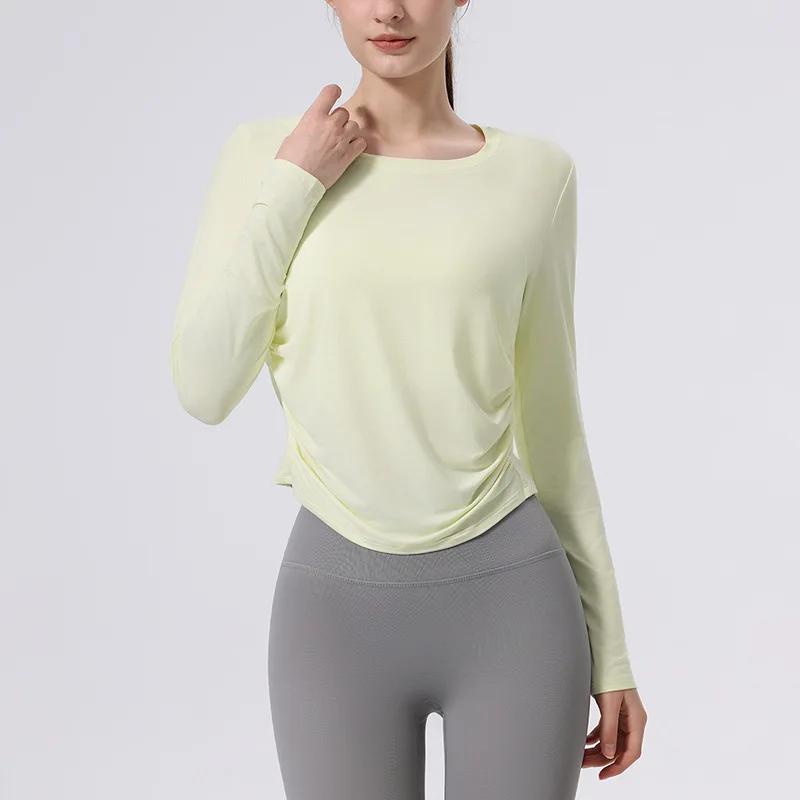 

Wmuncc Yoga Shirt Women's Long-sleeved Running Sports Top Pilates Fitness Wear T-shirt Breathable Quick-dry