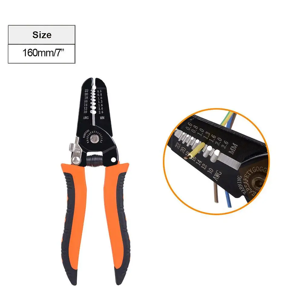 7 In 1 Multifunction Wire Stripper 0.6-2.6mm Range Tool Tool Electrician Plier Hand Crimping Stripping Cutter Cable Wire Re H6u5