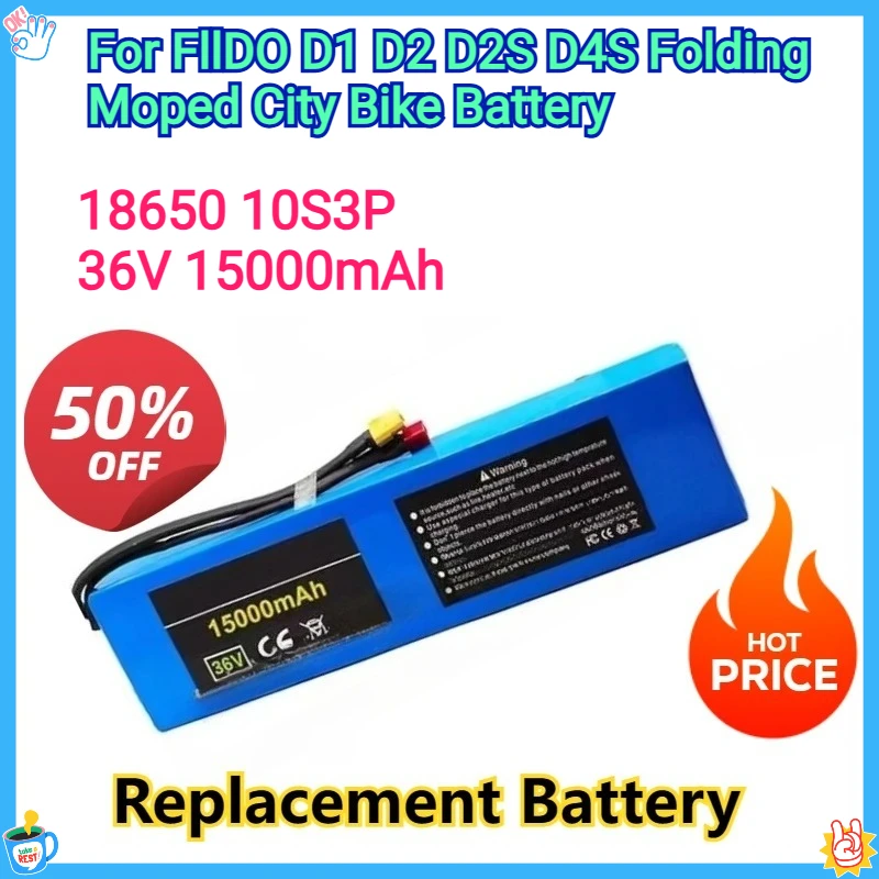 

New 36V 15000mAh Li-ion Battery Pack 18650 10S3P For FIIDO D1 D2 D2S D4S Folding Moped City Bike Battery