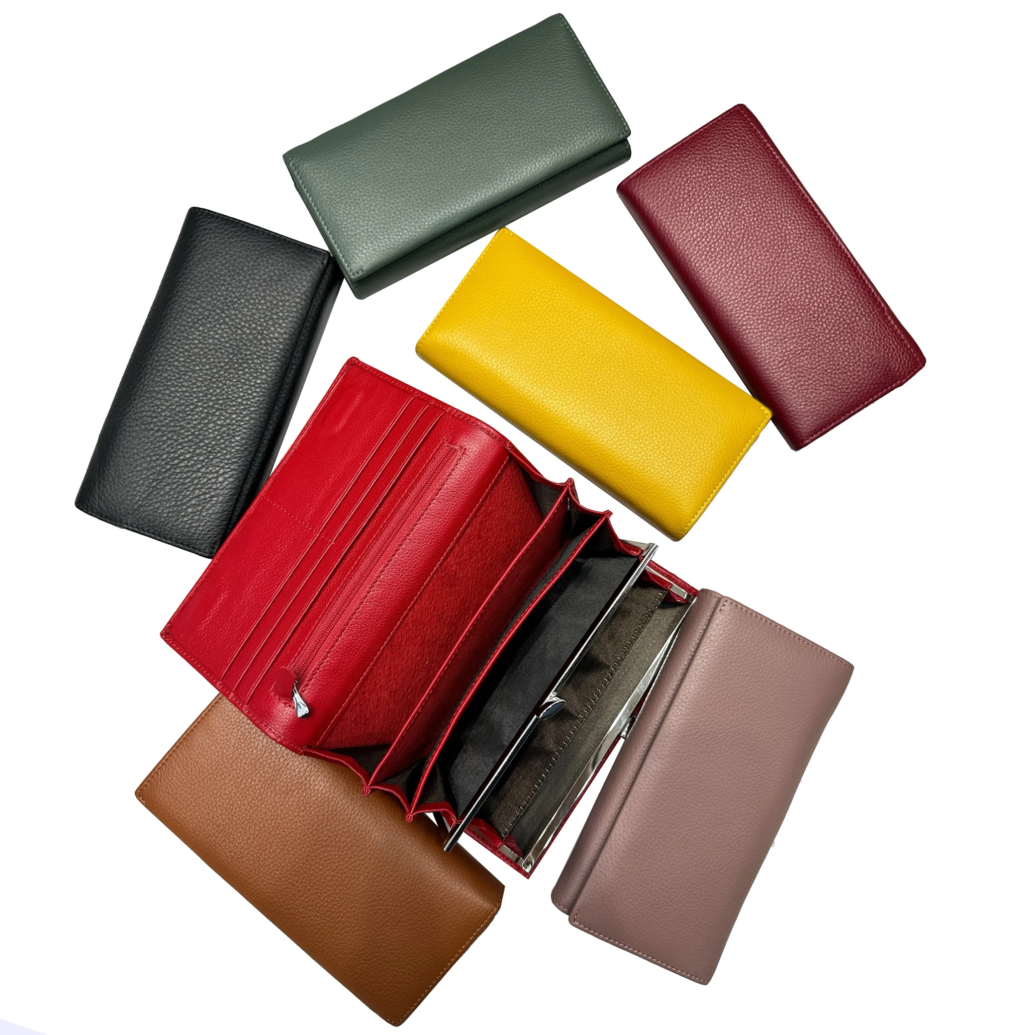 Carteira longa de cor sólida feminina nicho design moda simples grande capacidade saco luxo temperamento multi camada carteira clássica