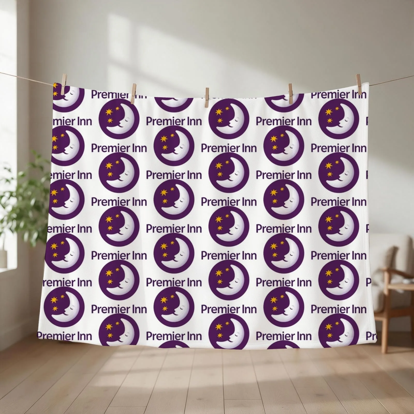 PREMIER INN HOTEL CHAIN BRITISH STAYCATION Throw Blanket couch cozy soft plush fuzzy picnic outdoor blanket