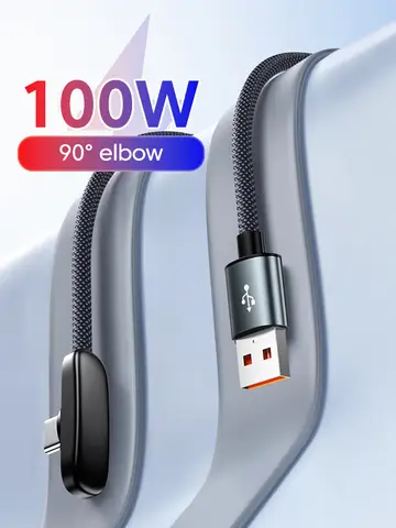 100W USB to Type C Fast Charging  90° Elbow Data Cable PD USB C Super Charging Game Cable for Samsung S23 S22 Huawei POCO Realme