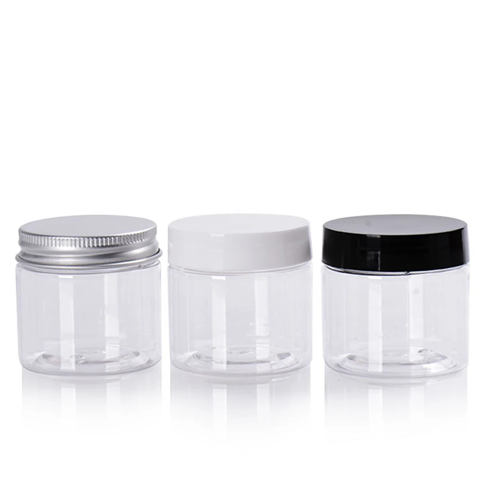 

12 Pcs 50ml Clear PET Plastic Jars Wide Mouth Containers for Hair Care Skin Products DIY Crafts Storage Spices Nuts Household