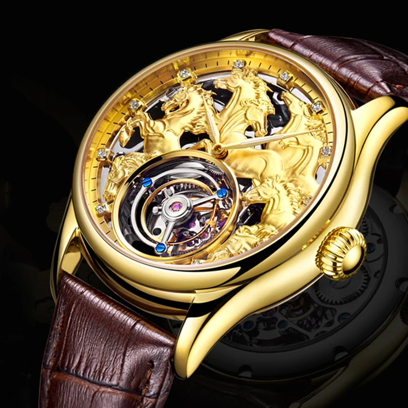 Aesop Flying Tourbillon Mechanical Watch For Men Eight Horses Stylish Waterproof Wristwatch Stylish Skeleton Dial Luxury 2025