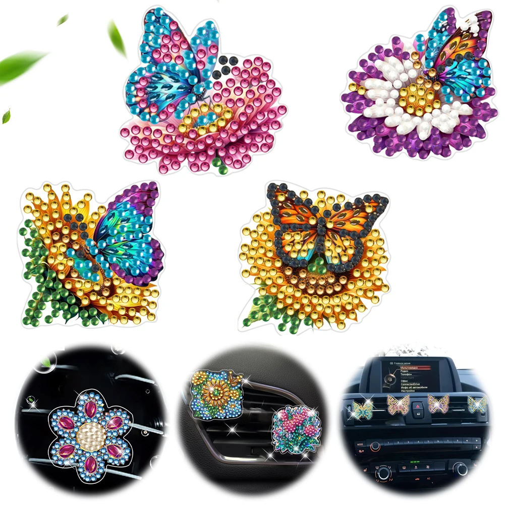 12pcs Diamond Painting Car Aromatherapy Vent Clip Diamond Art Car Air Freshener Vent Clips Bling Air Vent Decorations for Women