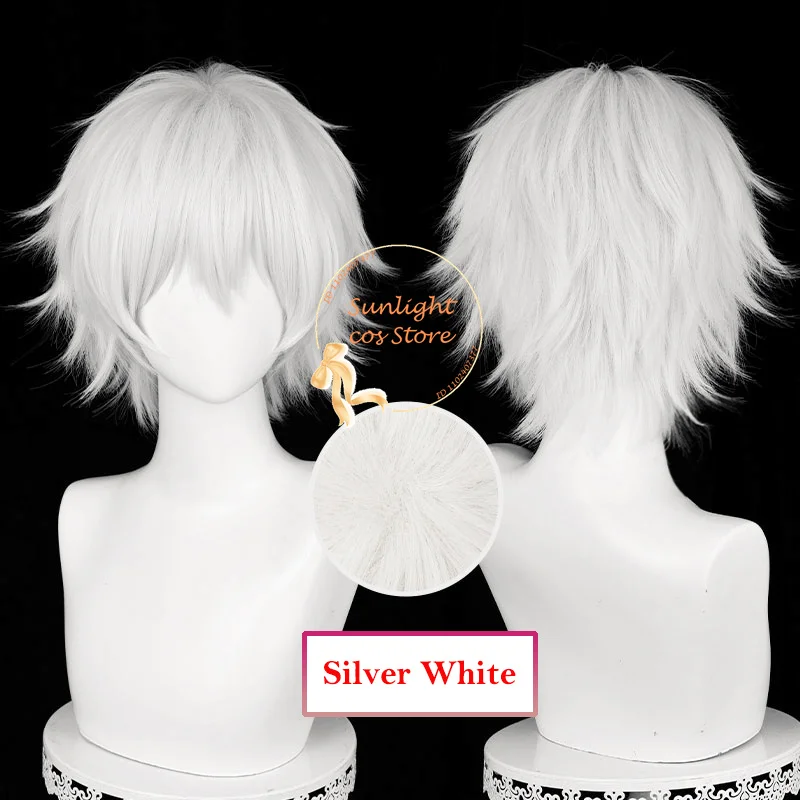 Anime Gojo Satoru Cosplay Wig 30cm Short Silver Purple/Silver White Satoru Gojo Wigs Heat Resistant Synthetic Hair + Wig Cap image 5