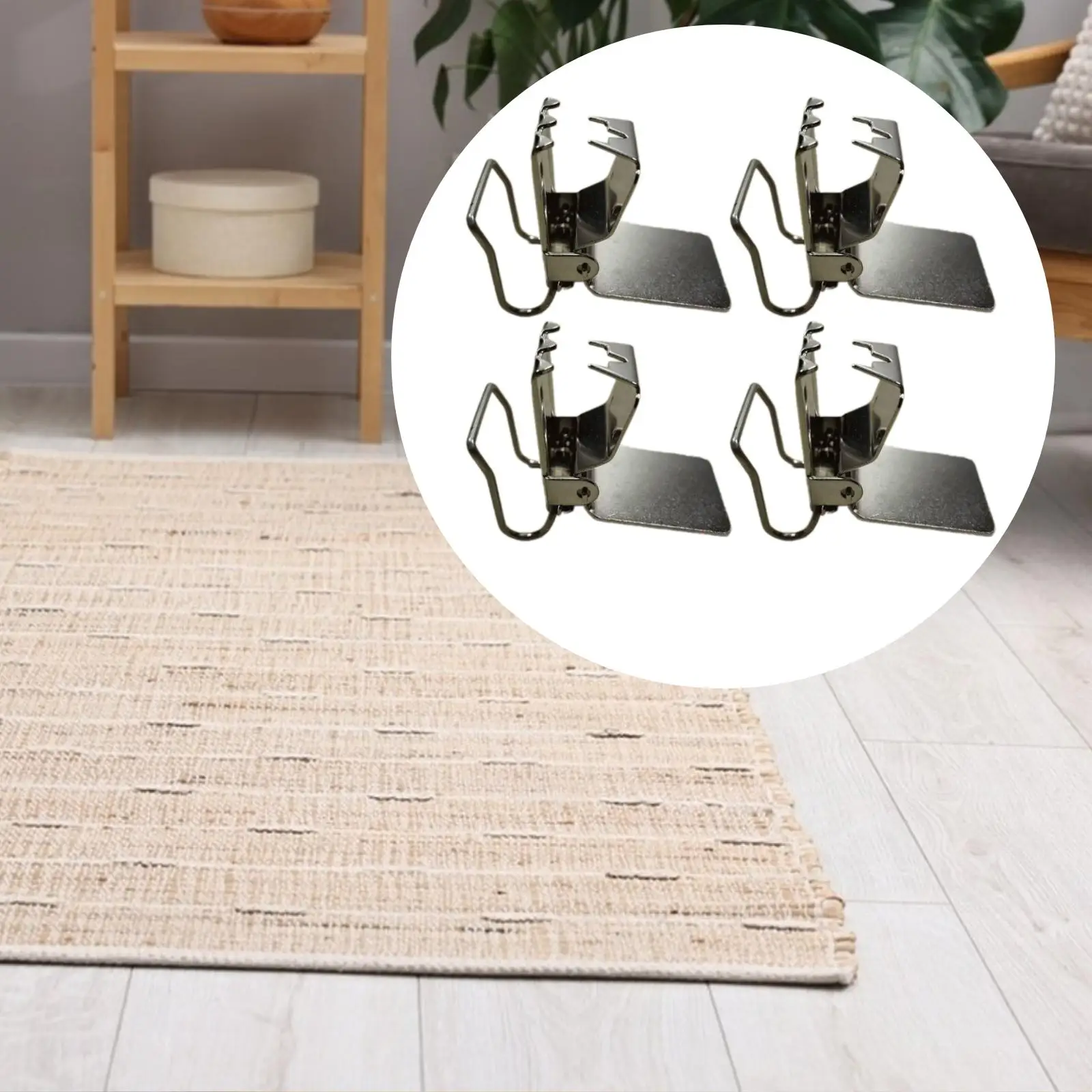 4 Pièces Pinces de fixation en acier pour tapis, couettes et draps, également utilisables comme supports de suspension pour serviettes après lavage et rangement