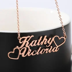 Personalized Couple Custom Double Name Necklaces for Women Stainless Steel Jewelry Mens Gold Chains Choker Valentines Day Gifts