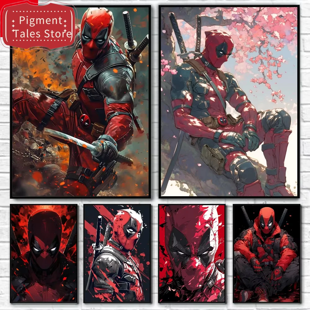 Pintura al óleo sin marco por números, película D-Deadpool, arte de pared de héroe divertido, decoración estética para el hogar, sala de estar, dormitorio, bar, 1 ud.