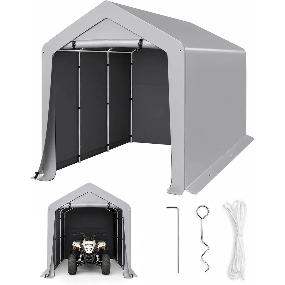 8x12 T Outdoor Portable Storage Shed, Heavy Duty Bike Tent with Roll-up Zipper Door, Waterproo and UV Resistent Carport or Motor