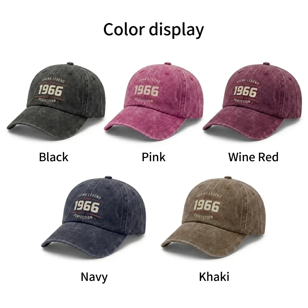 Vintage Washed Living Legend Since 1966 Quote Baseball Cap, Adjustable Unisex Dad Hat, 60th Birthday Gift for Men