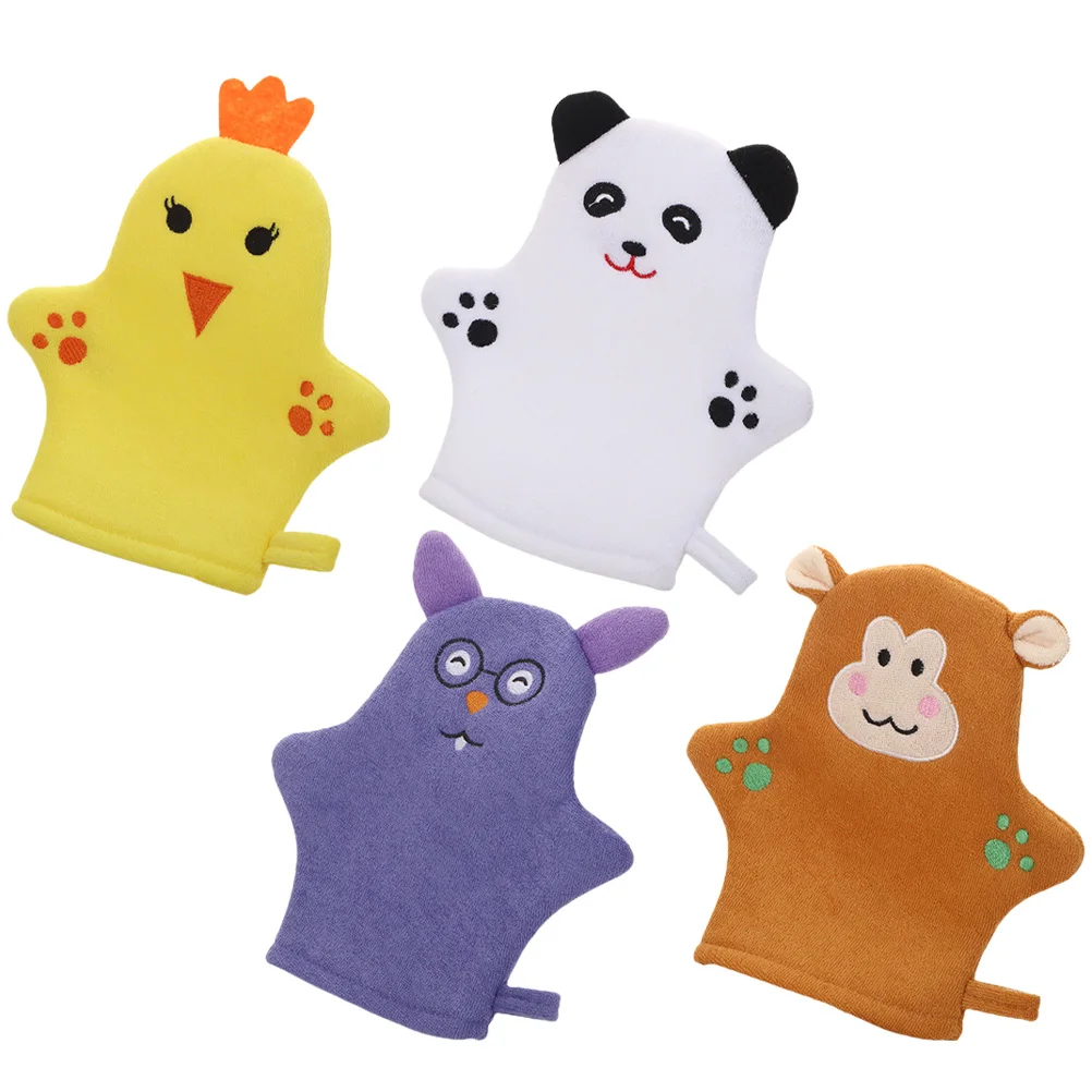 

4Pcs Exfoliating Gloves Bathing Foaming Mitts for Sensitive Skin Deep Cleansing Body Scrubber Portable Wash Glove for Back