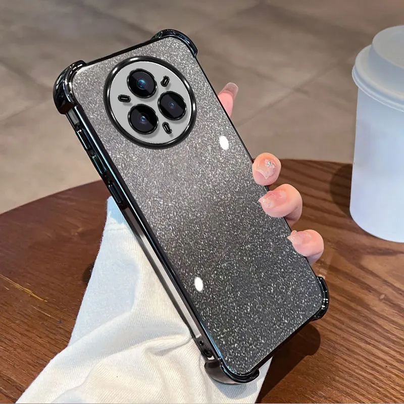 Glitter Plating Clear Protective Cover For Realme 14 Pro Pro+ 5G Case Flxebile TPU Four-corner Shockproof Fundas