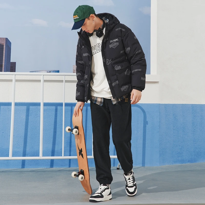 Xtep Knitting Trousers For Men  Winter Comfortable Everyday Pants Soft Outdoor Street Style Keep Warm Bottoms 876429630101