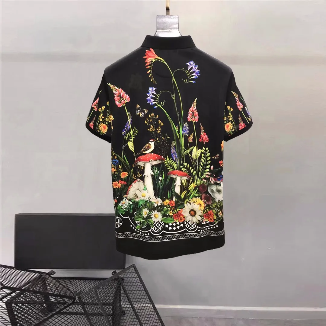 2023 Europe Style Summer Chic Men's High Quality Brand New Designer Floral Print Casual Polo Shirt C860