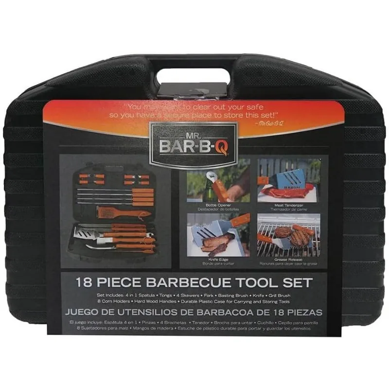 Deluxe BBQ Tool Set | All in One BBQ Tool Set | Premium Hard-Shell Case | Contains 18 Stainless Steel BBQ Grilling Tools