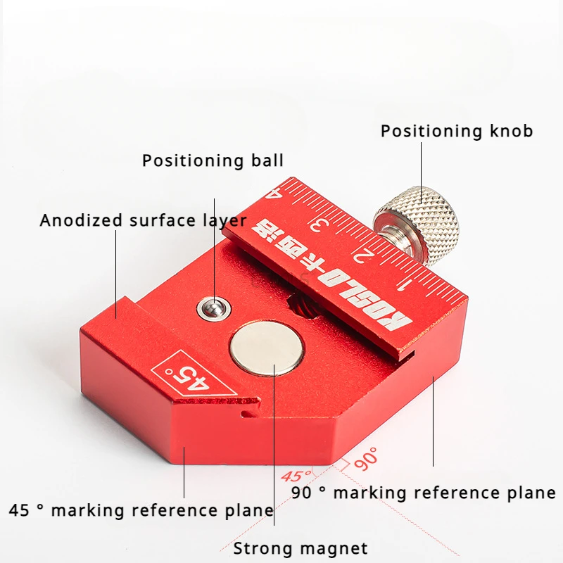 Woodworking Marcação Régua, 45 Graus Limit Block, Posicionamento Reta Régua, Hole Régua, Steel Material Marking Tool