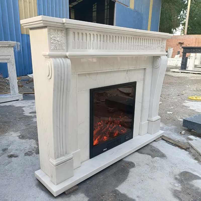Marble fireplace French European and American natural white marble black and white root stone decorative