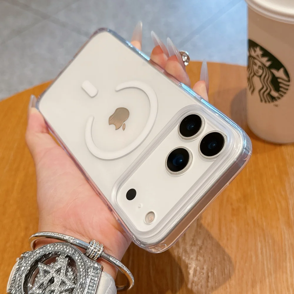 Magsafe Magnetische Hülle für iPhone 17 16 Pro Max Transparente 17 Pro Max Handyhülle mit AI Smart Island Kamera-Steuerknopfabdeckung